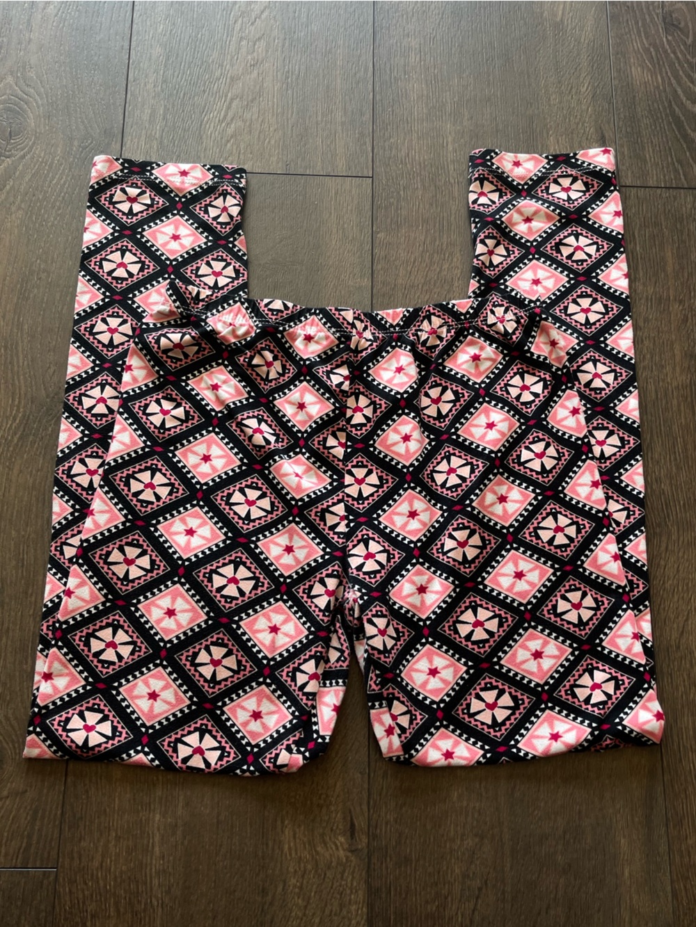 Girls Black & Pink Patterned Leggings